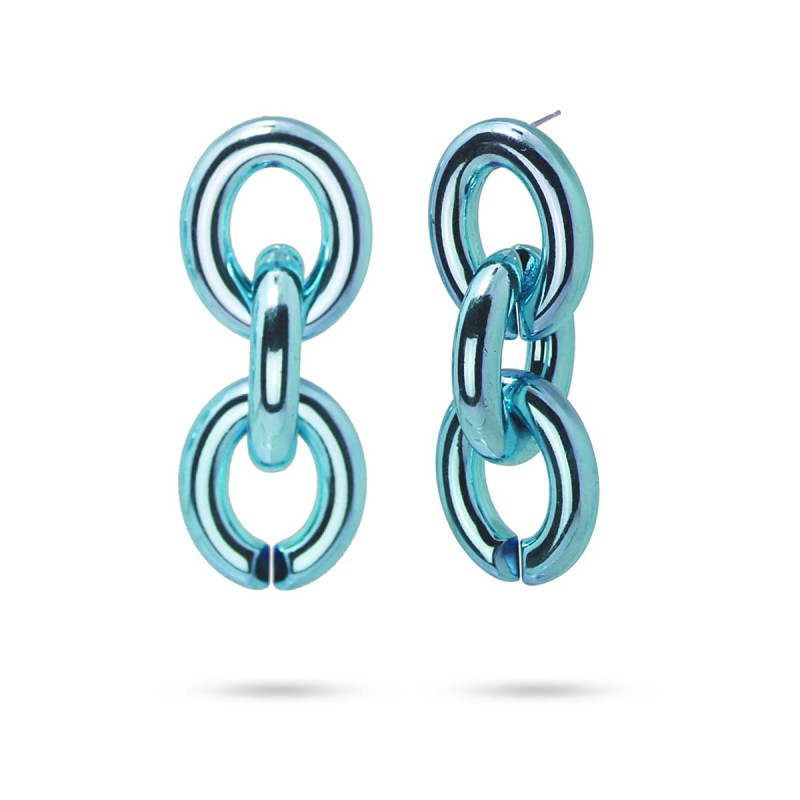 Pendientes Eslabones Metalizados Cpe080 Azu Azul