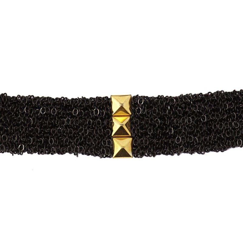 Pulsera Con Remaches Tejida Bpu516 N Negro