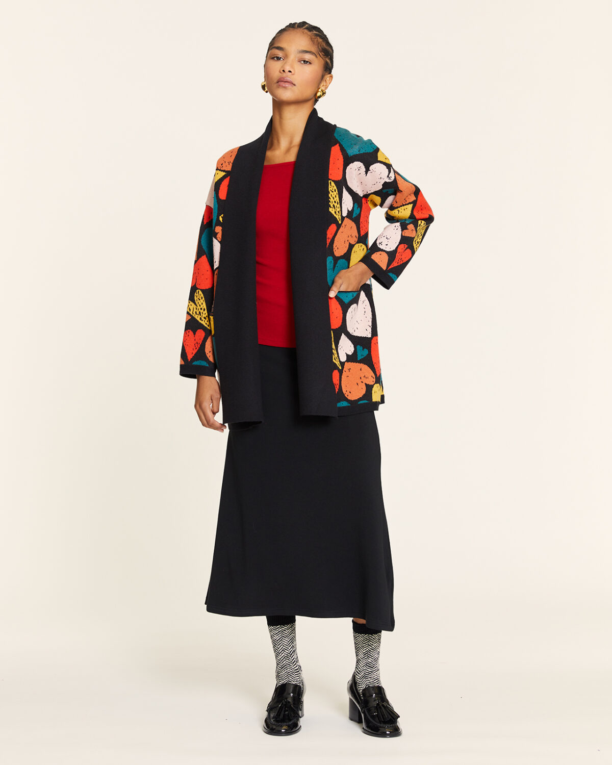 Rebeca Kimono Corazones Negro