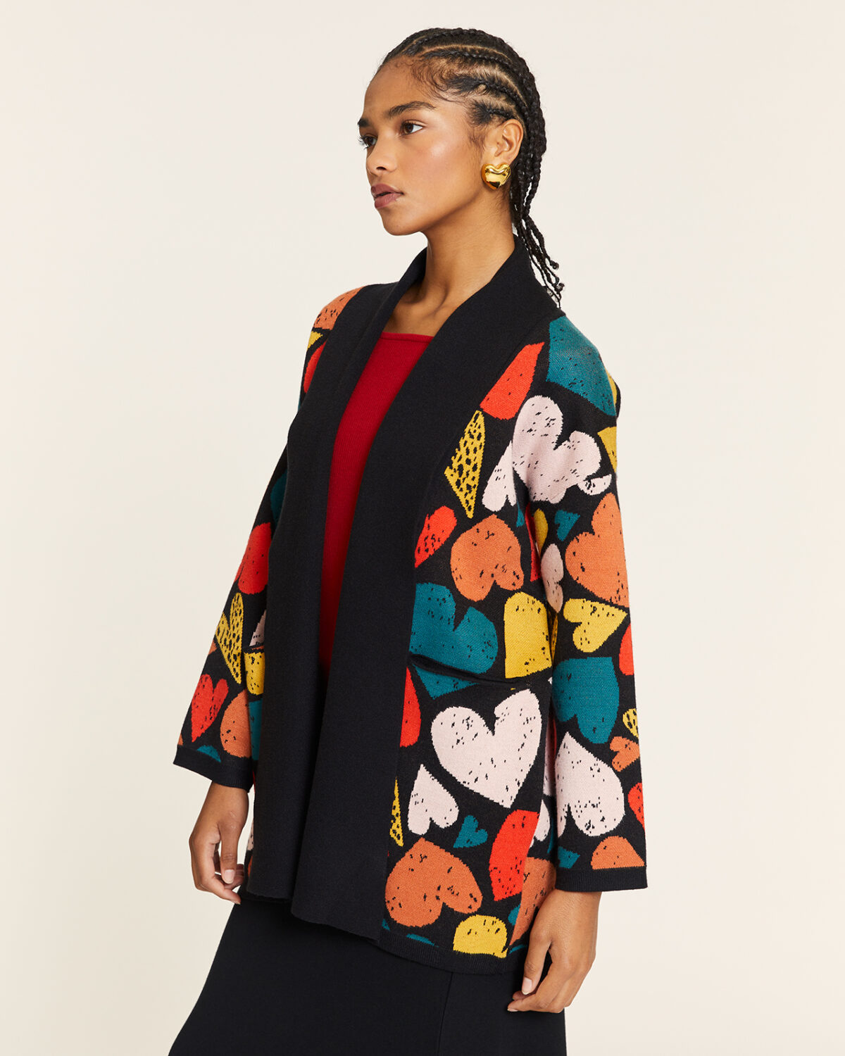 Rebeca Kimono Corazones Negro