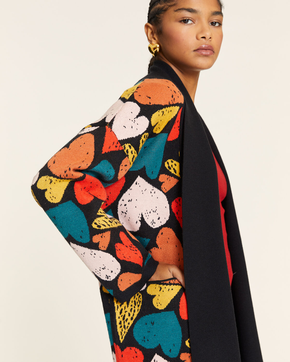 Rebeca Kimono Corazones Negro