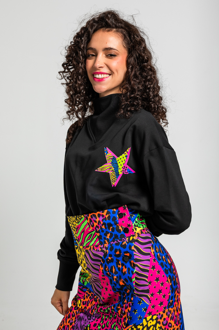 Sudadera Cuello Chimenea De Estampado Variado De Animal Print