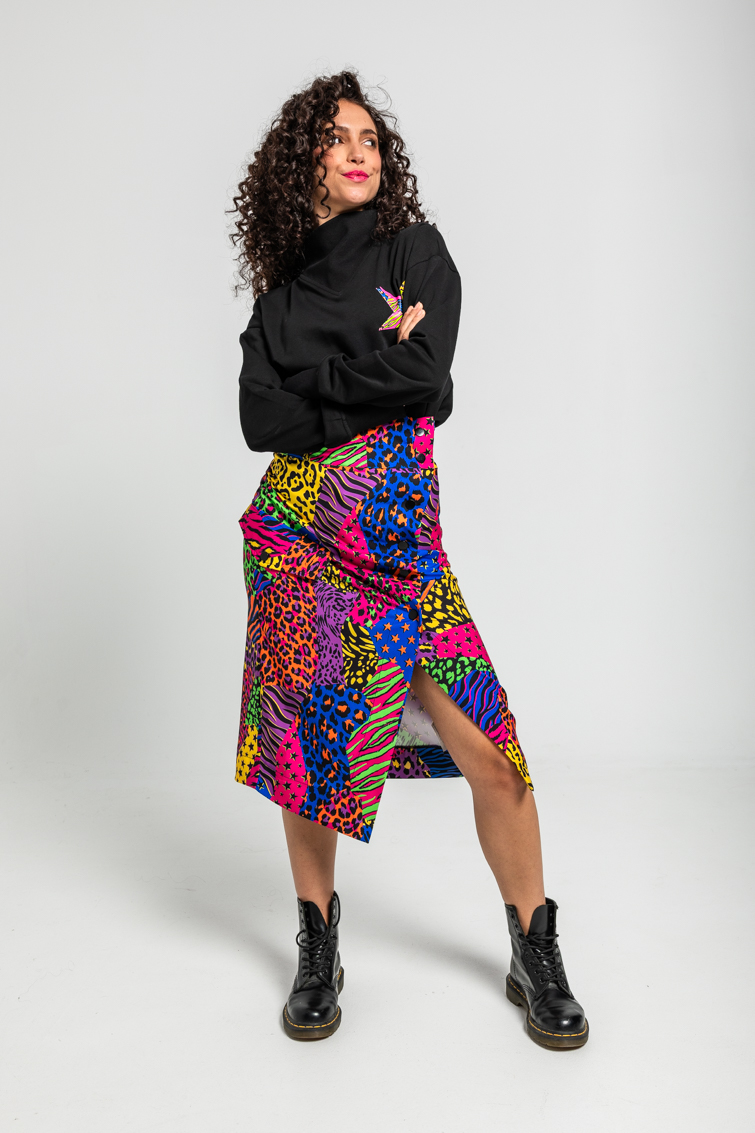 Sudadera Cuello Chimenea De Estampado Variado De Animal Print