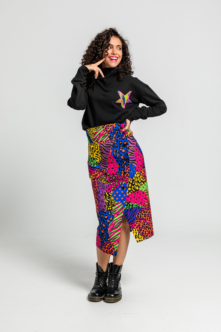 Sudadera Cuello Chimenea De Estampado Variado De Animal Print