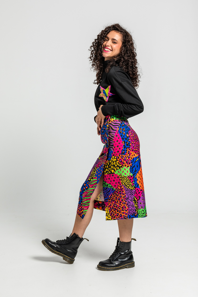 Sudadera Cuello Chimenea De Estampado Variado De Animal Print