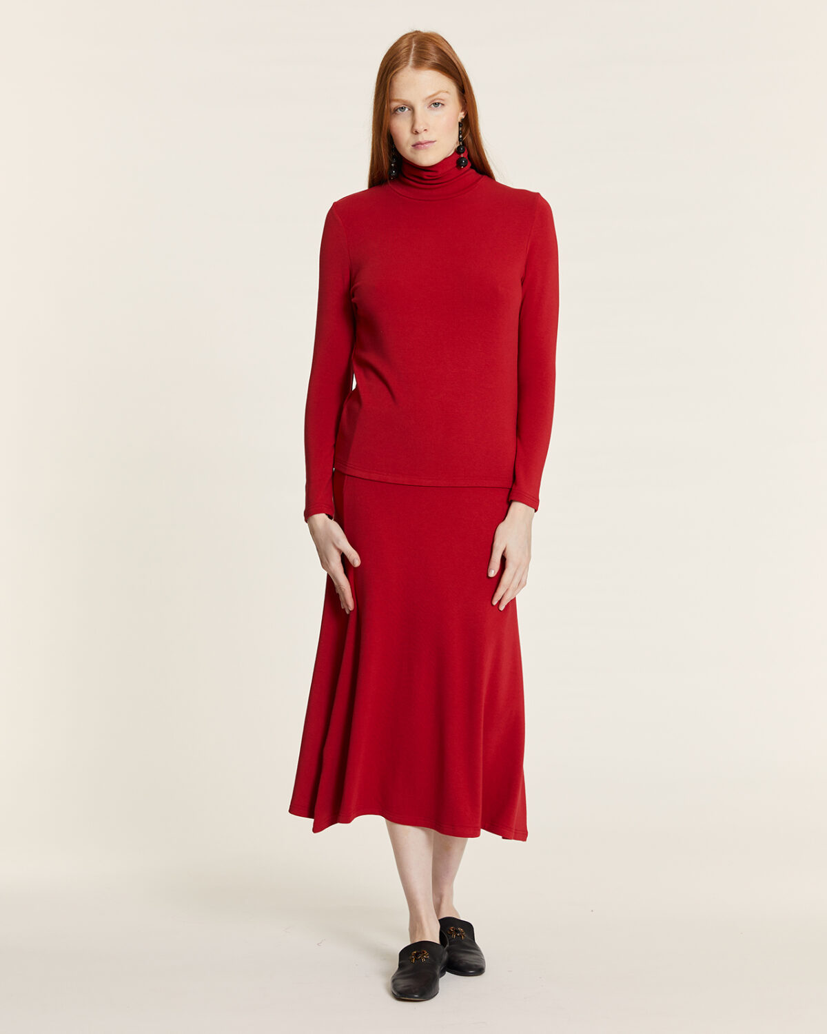 Top Punto Cuello Cisne Rojo Rojo