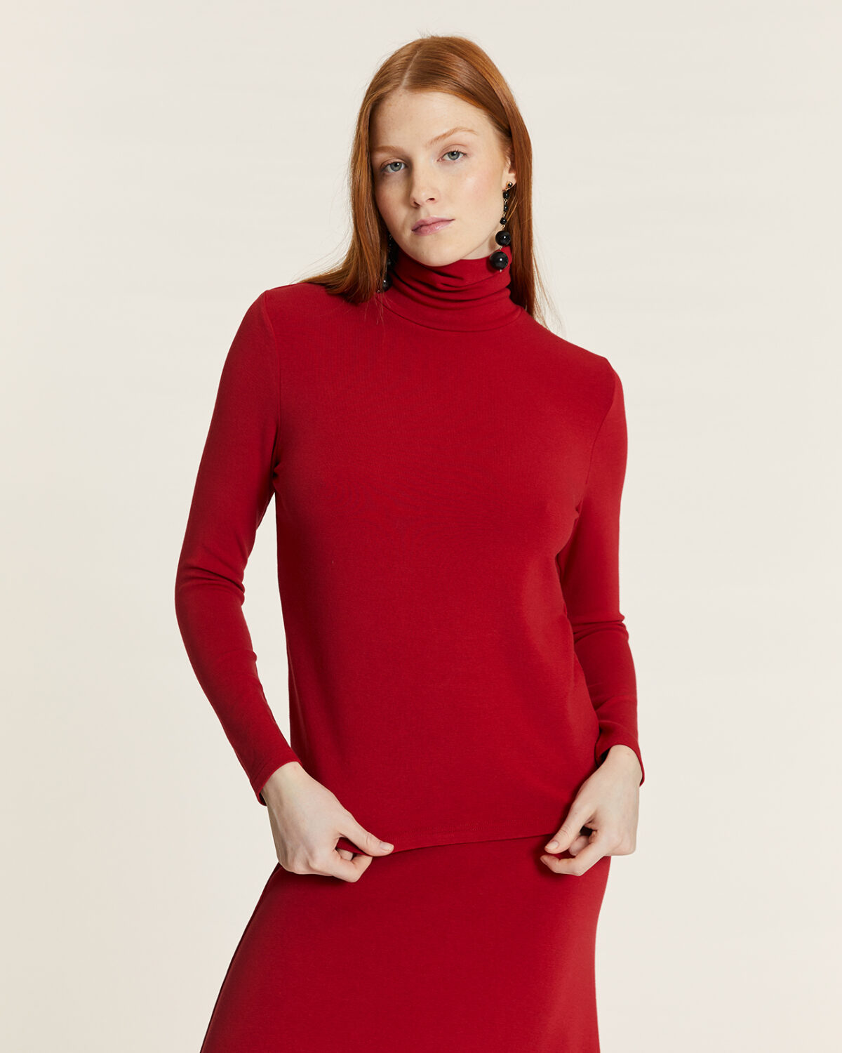 Top Punto Cuello Cisne Rojo Rojo