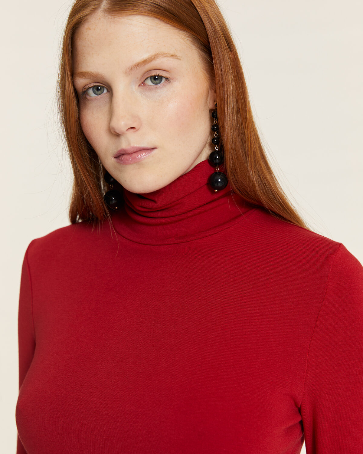 Top Punto Cuello Cisne Rojo Rojo