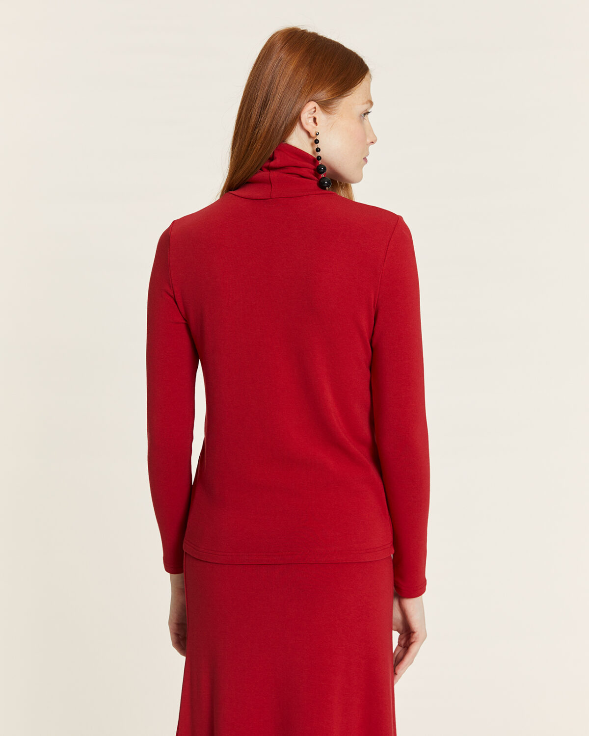 Top Punto Cuello Cisne Rojo Rojo