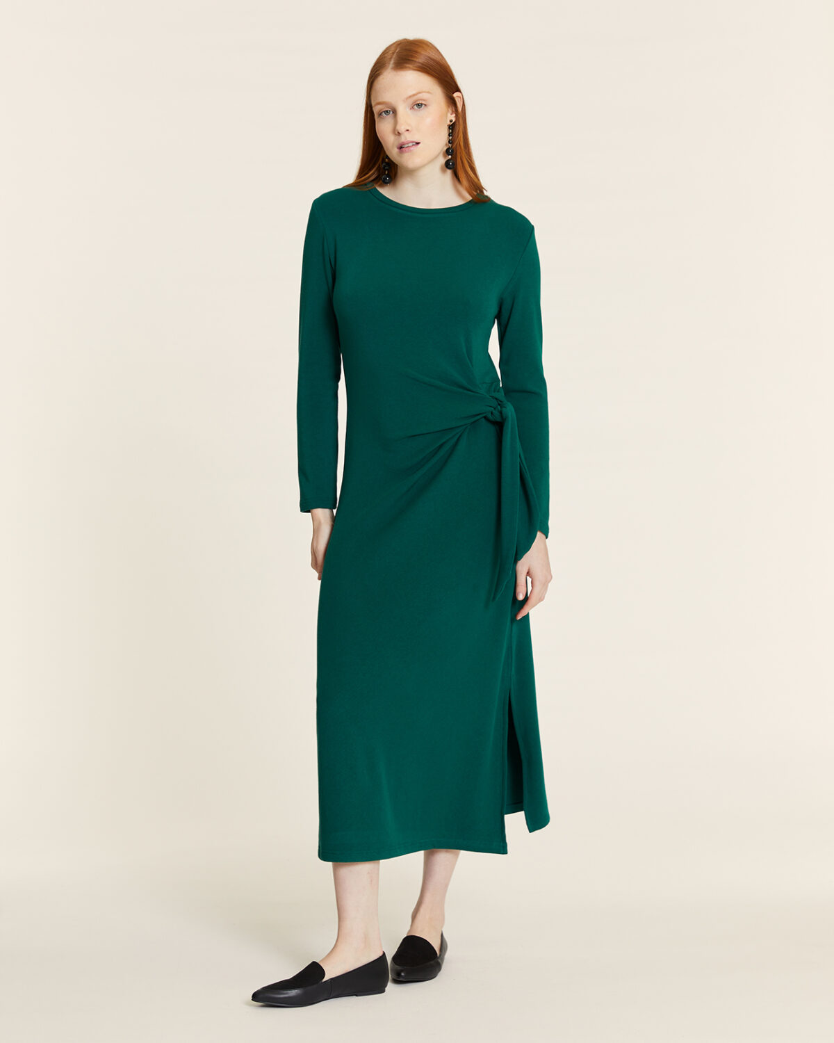 Vestido Anudado De Punto Verde Verde