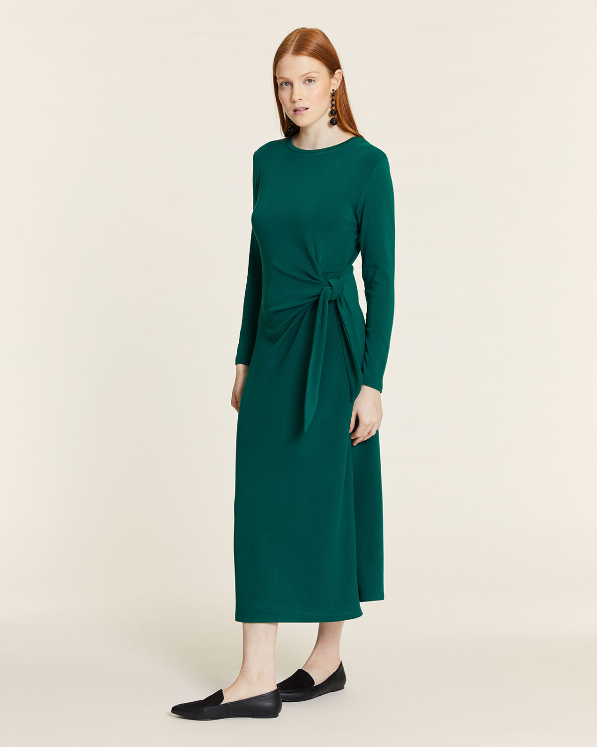 Vestido Anudado De Punto Verde Verde