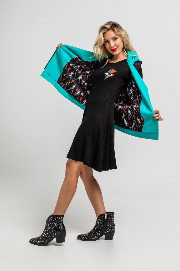 Vestido Mini Vuelo Canale Negro Con Rayo Y Ojo
