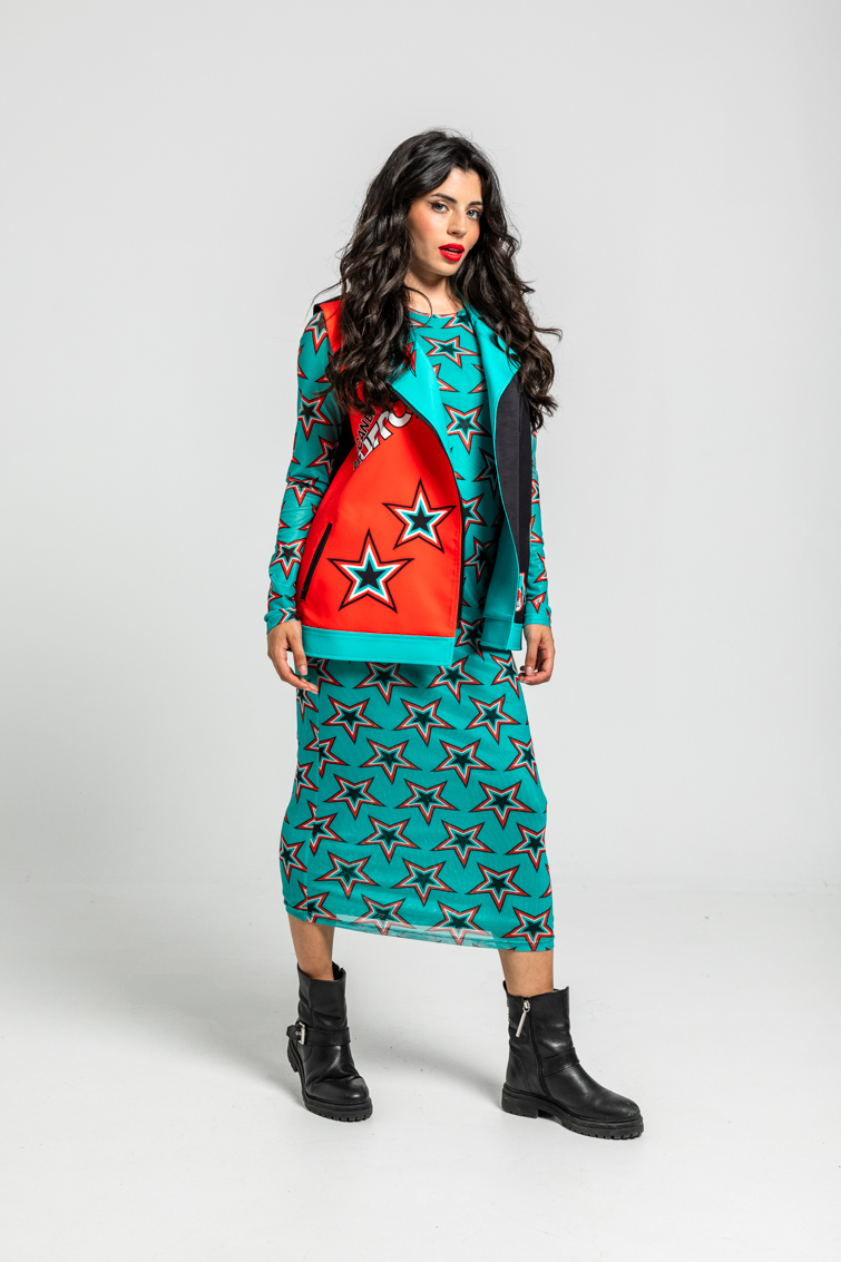 Vestido Tul Entallado De Estampado De Estrellas Bowie