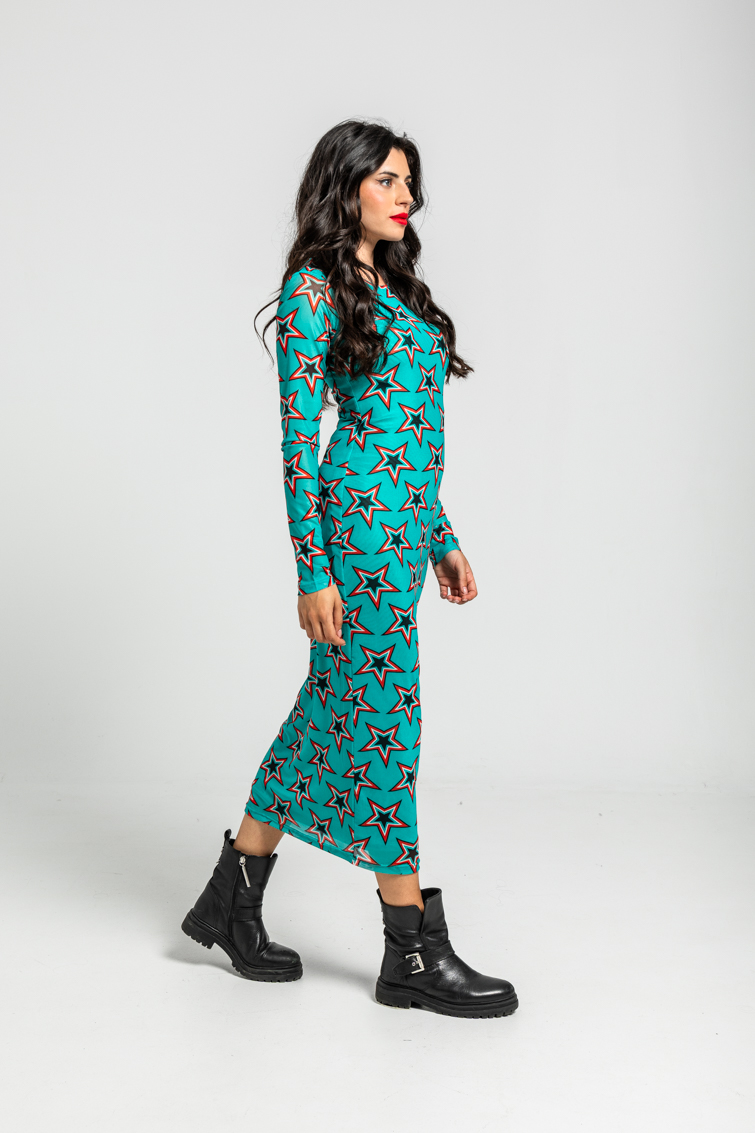 Vestido Tul Entallado De Estampado De Estrellas Bowie