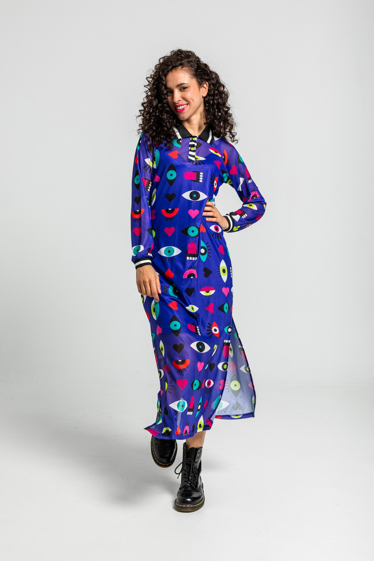 Vestido Largo De Tul Tipo Polo De Ojos, Corazones Y Bocas - Imagen 4