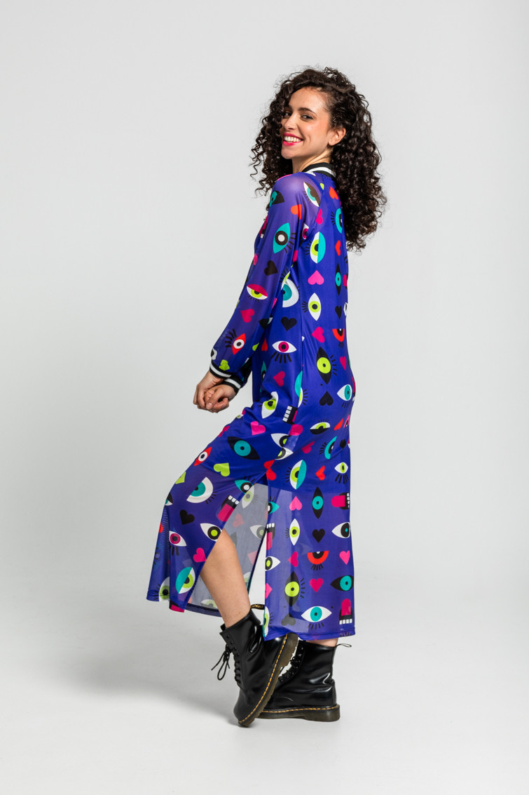 Vestido Largo De Tul Tipo Polo De Ojos, Corazones Y Bocas - Imagen 3