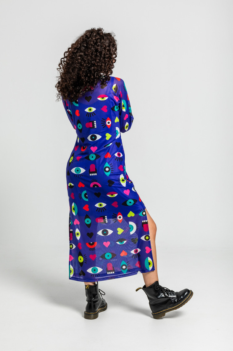 Vestido Largo De Tul Tipo Polo De Ojos, Corazones Y Bocas - Imagen 2