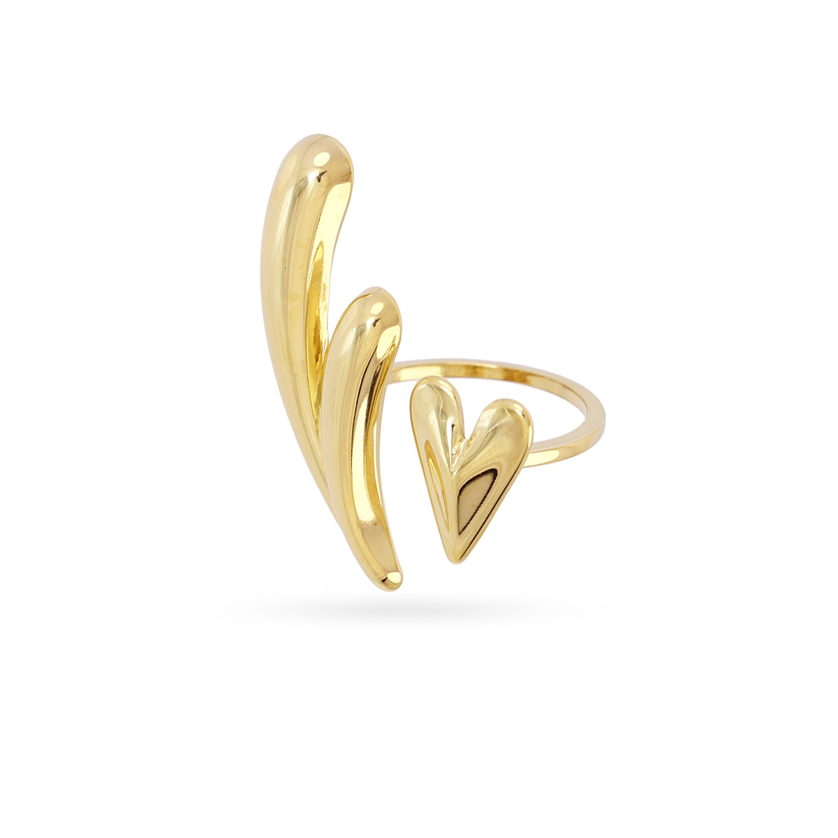 Anillo Ajustable Essentials Corazón en Dorado, bisutería de acero de la colección Essentials — Tiendas Via Vai Estepona