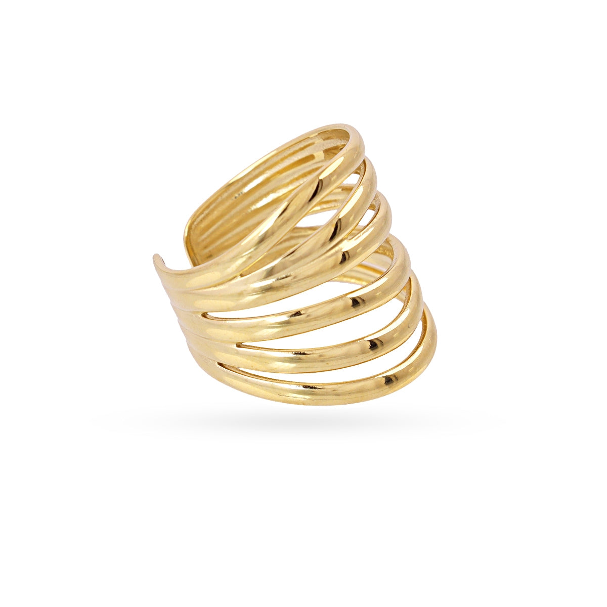 Anillo Ajustable Essentials Multibanda en Dorado, bisutería de acero de la colección Essentials — Tiendas Via Vai Estepona