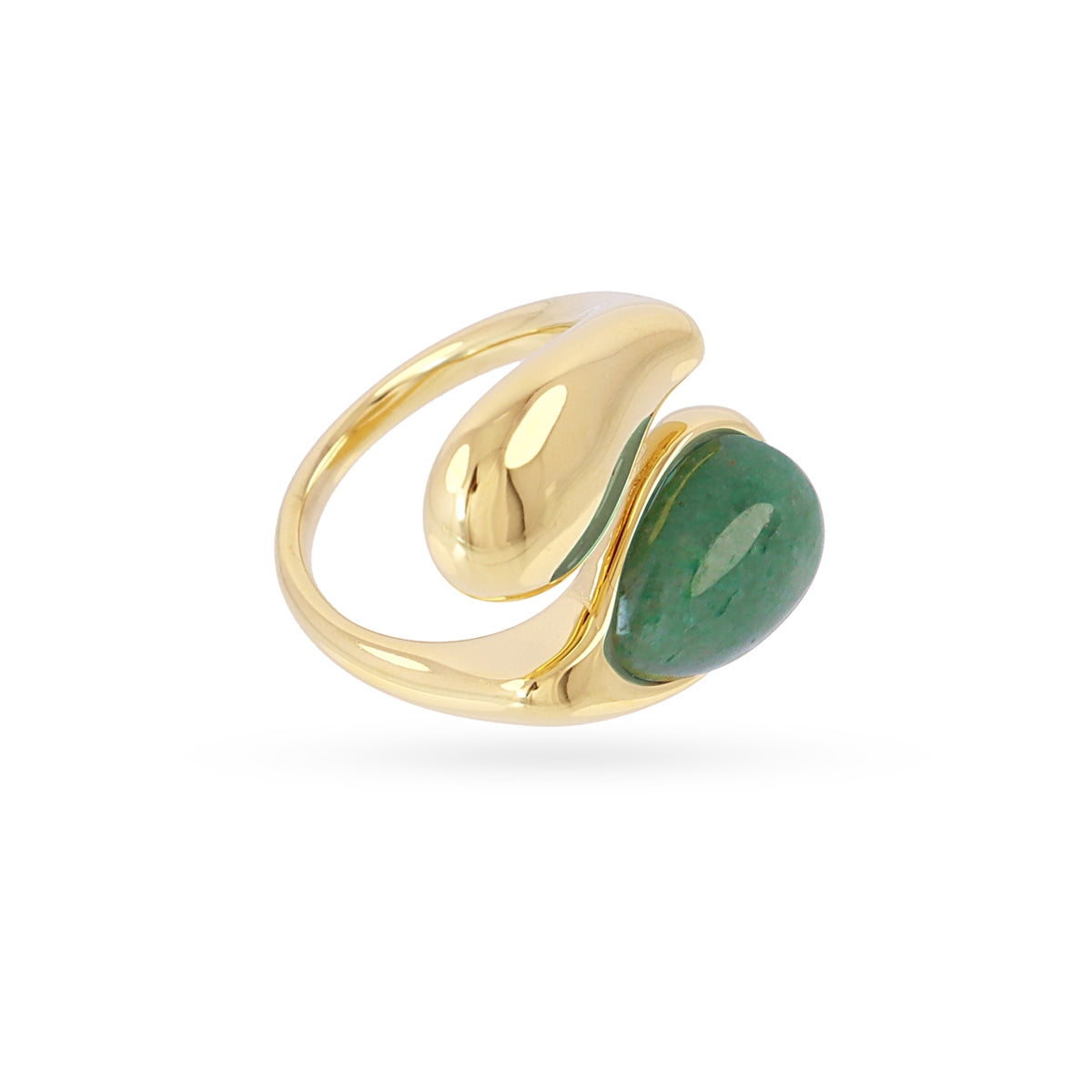 Anillo Ajustable Lágrimas con Piedra en Verde, bisutería de acero de la colección Essentials — Tiendas Via Vai Estepona