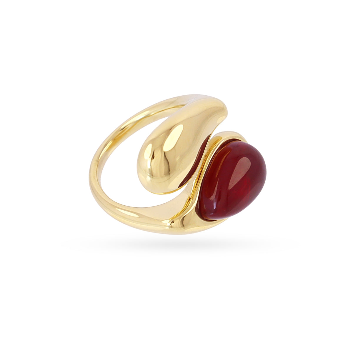 Anillo Ajustable Lágrimas con Piedra en Rojo, bisutería de acero de la colección Essentials — Tiendas Via Vai Estepona