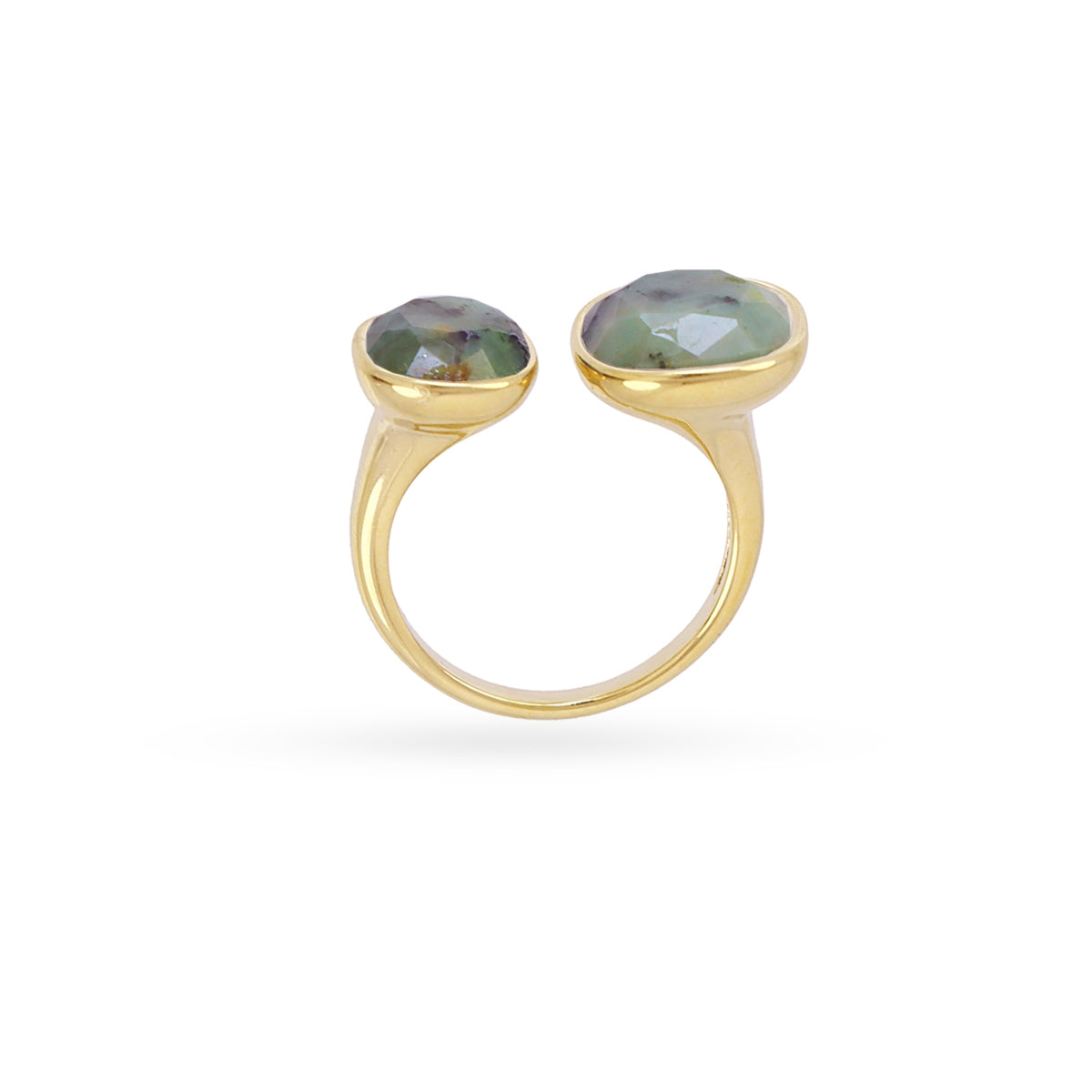 Anillo Ajustable Spirit Doble Piedra en Verde, bisutería de acero de la colección Sand Dust — Tiendas Via Vai Estepona