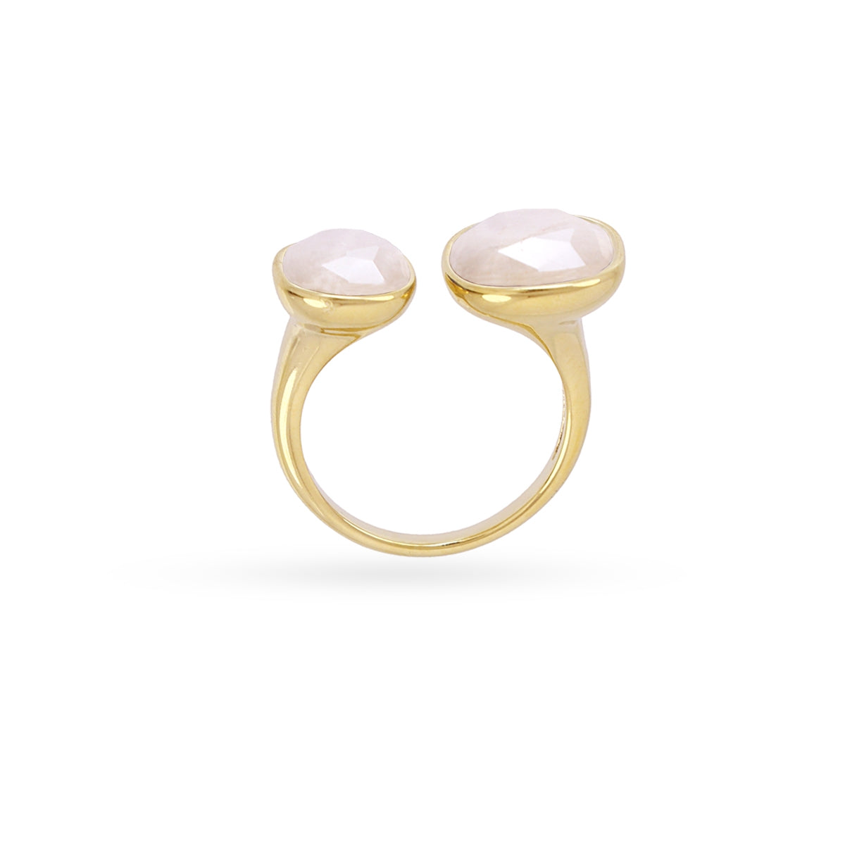Anillo Ajustable Spirit Doble Piedra en Beige, bisutería de acero de la colección Sand Dust — Tiendas Via Vai Estepona