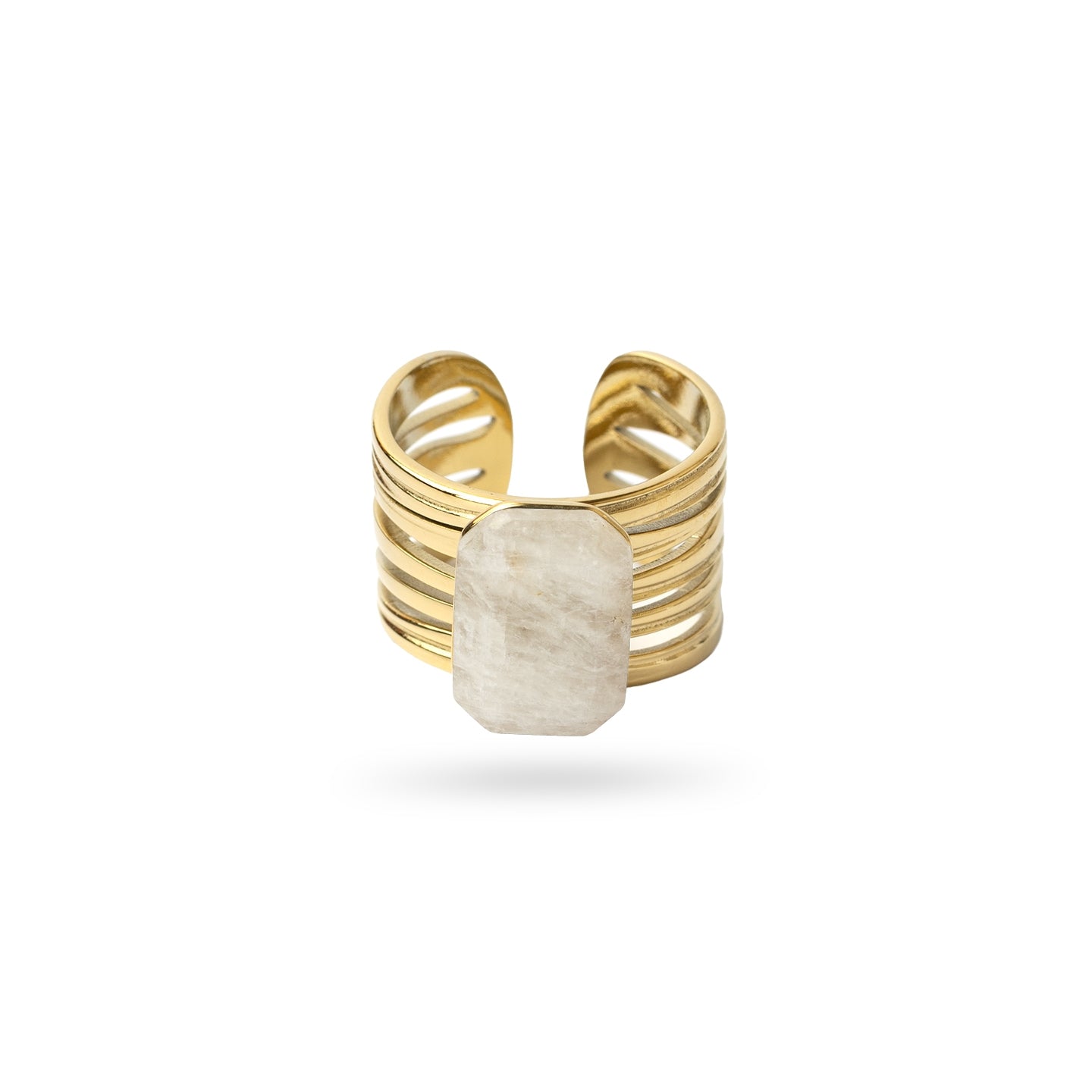 Anillo Ajustable Spirit Mineral en Beige, bisutería de acero de la colección Sand Dust — Tiendas Via Vai Estepona