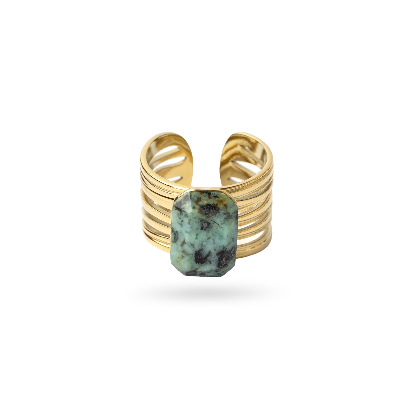 Anillo Ajustable Spirit Mineral en Verde, bisutería de acero de la colección Sand Dust — Tiendas Via Vai Estepona