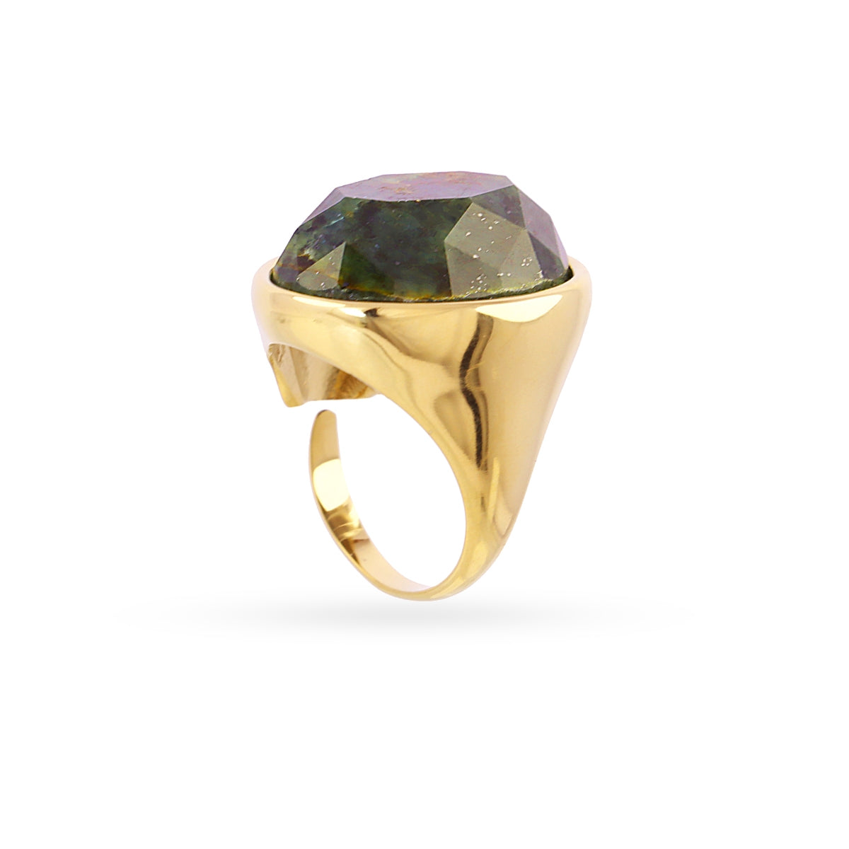 Anillo Spirit Sello Piedra en Verde, bisutería de acero de la colección Sand Dust — Tiendas Via Vai Estepona