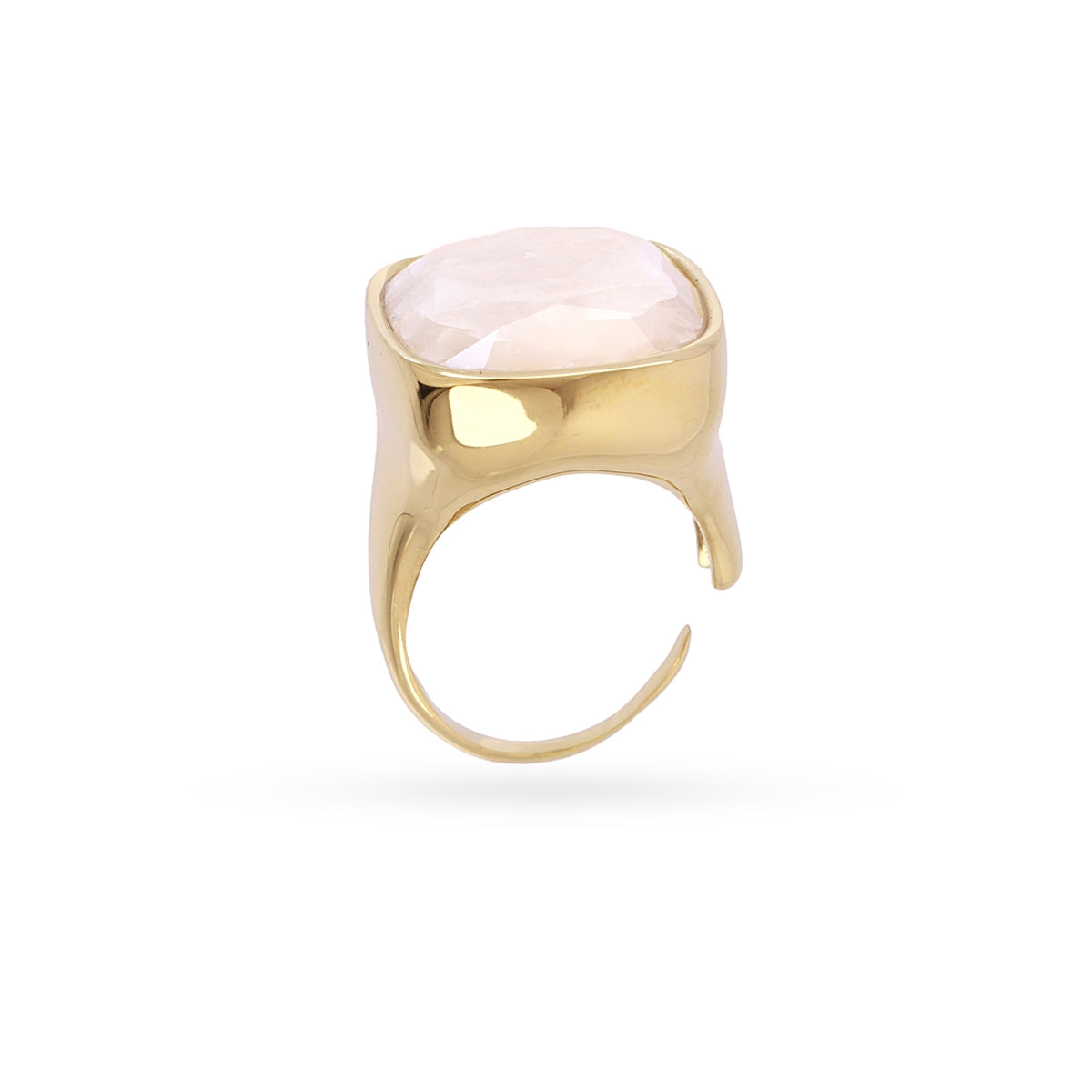 Anillo Spirit Sello Piedra Cuadrada en Beige, bisutería de acero de la colección Sand Dust — Tiendas Via Vai Estepona