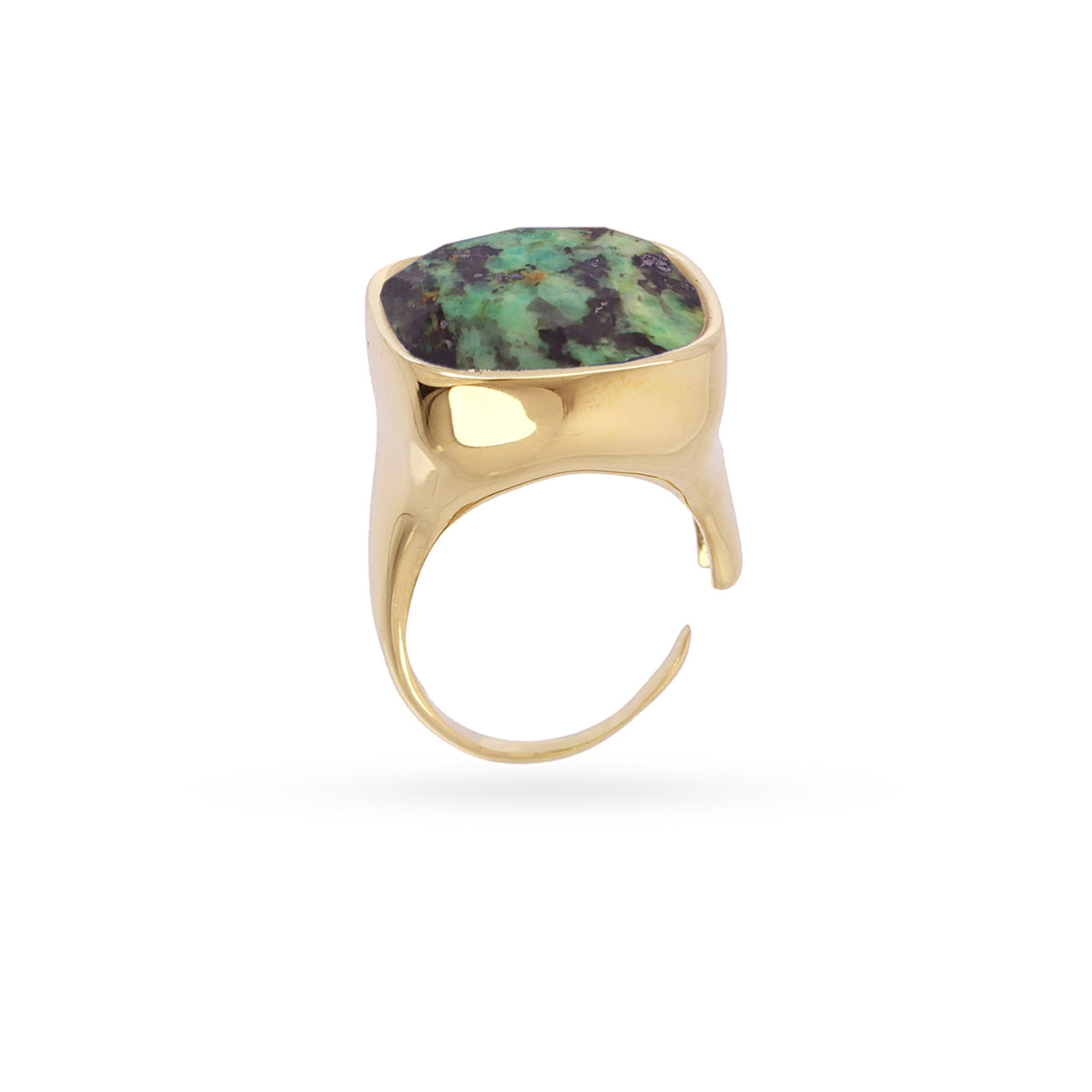 Anillo Spirit Sello Piedra Cuadrada en Verde, bisutería de acero de la colección Sand Dust — Tiendas Via Vai Estepona