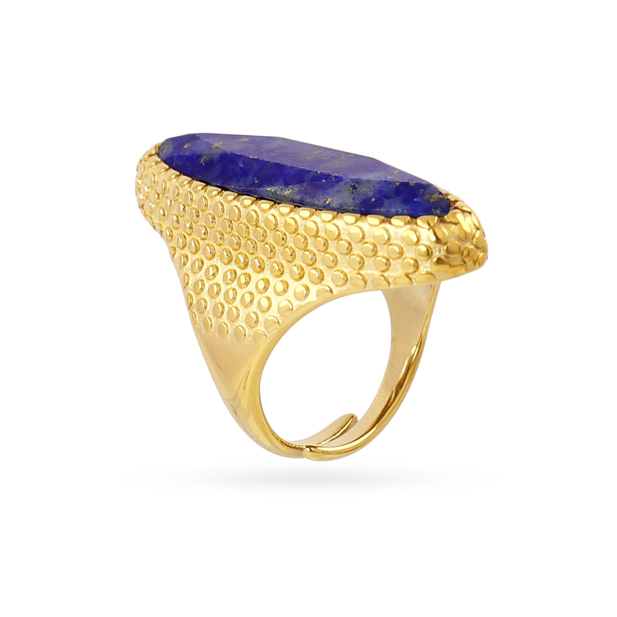 Anillo Spirit Sello Piedra Marquesa en Azul, bisutería de acero de la colección Sand Dust — Tiendas Via Vai Estepona