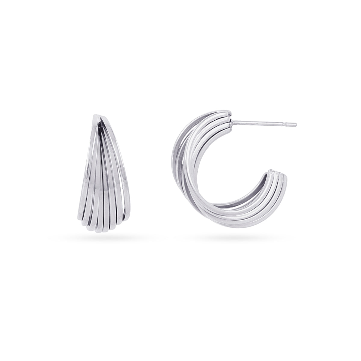 Aros Essentials Acanalado en Plateado, bisutería de acero de la colección Essentials — Tiendas Via Vai Estepona