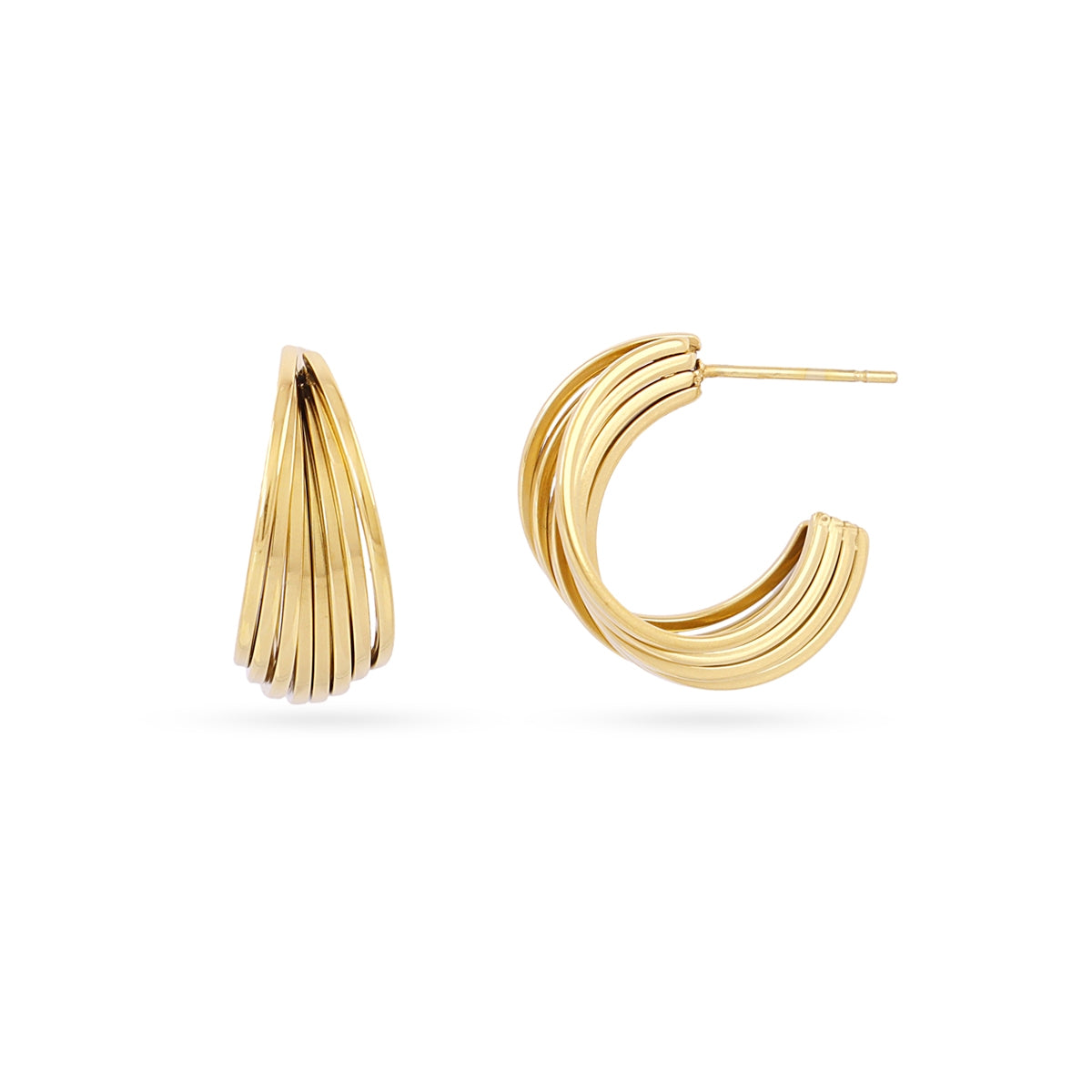 Aros Essentials Acanalado en Dorado, bisutería de acero de la colección Essentials — Tiendas Via Vai Estepona