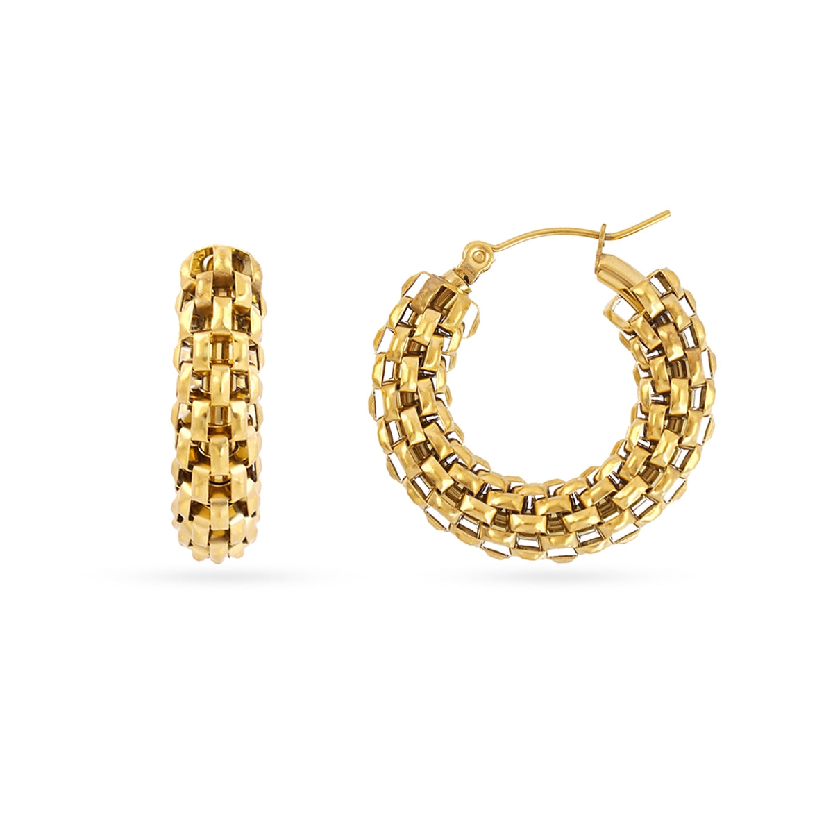 Aros Essentials Cadena Entrelazada en Dorado, bisutería de acero de la colección Essentials — Tiendas Via Vai Estepona