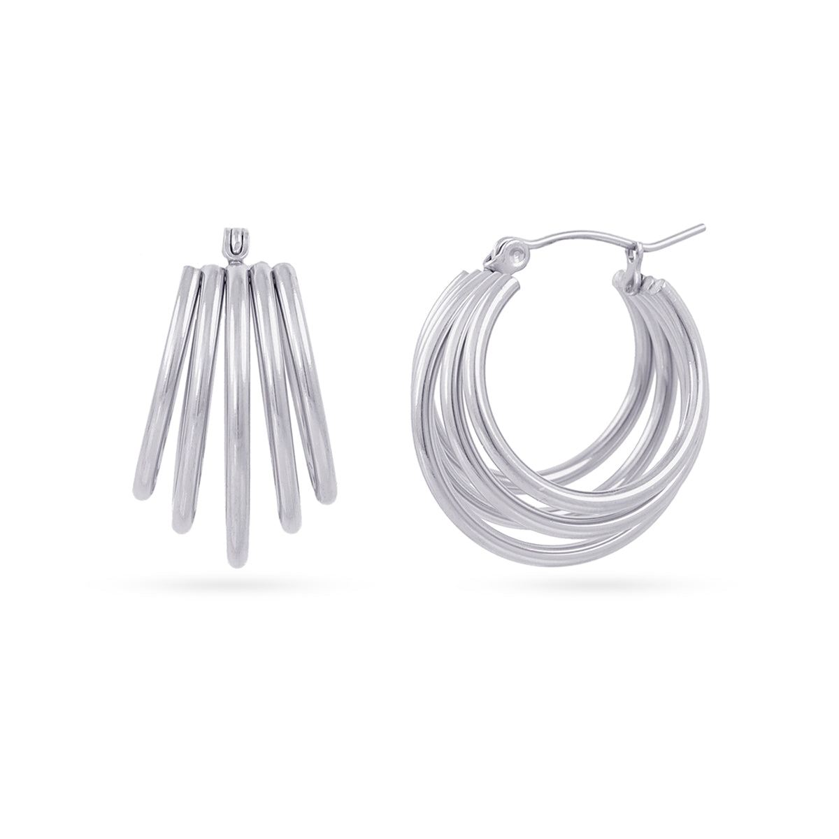 Aros Essentials Cierre Snap en Plateado, bisutería de acero de la colección Essentials — Tiendas Via Vai Estepona