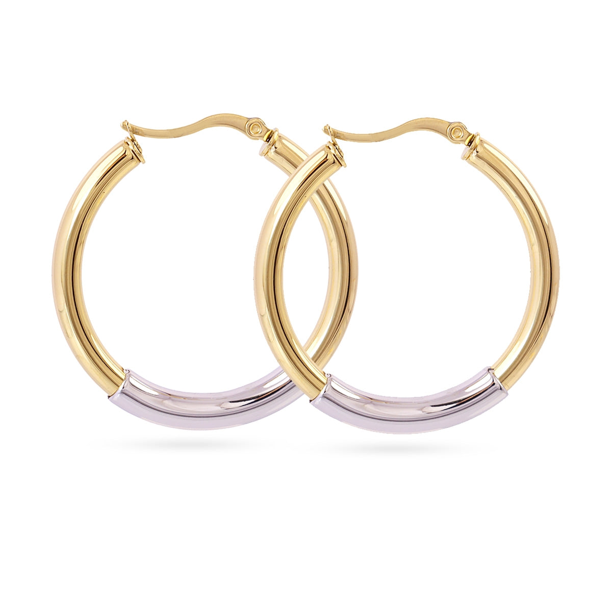 Aros Essentials Contraste Oro-plata en Combinado metalizado, bisutería de acero de la colección Essentials — Tiendas Via Vai Estepona