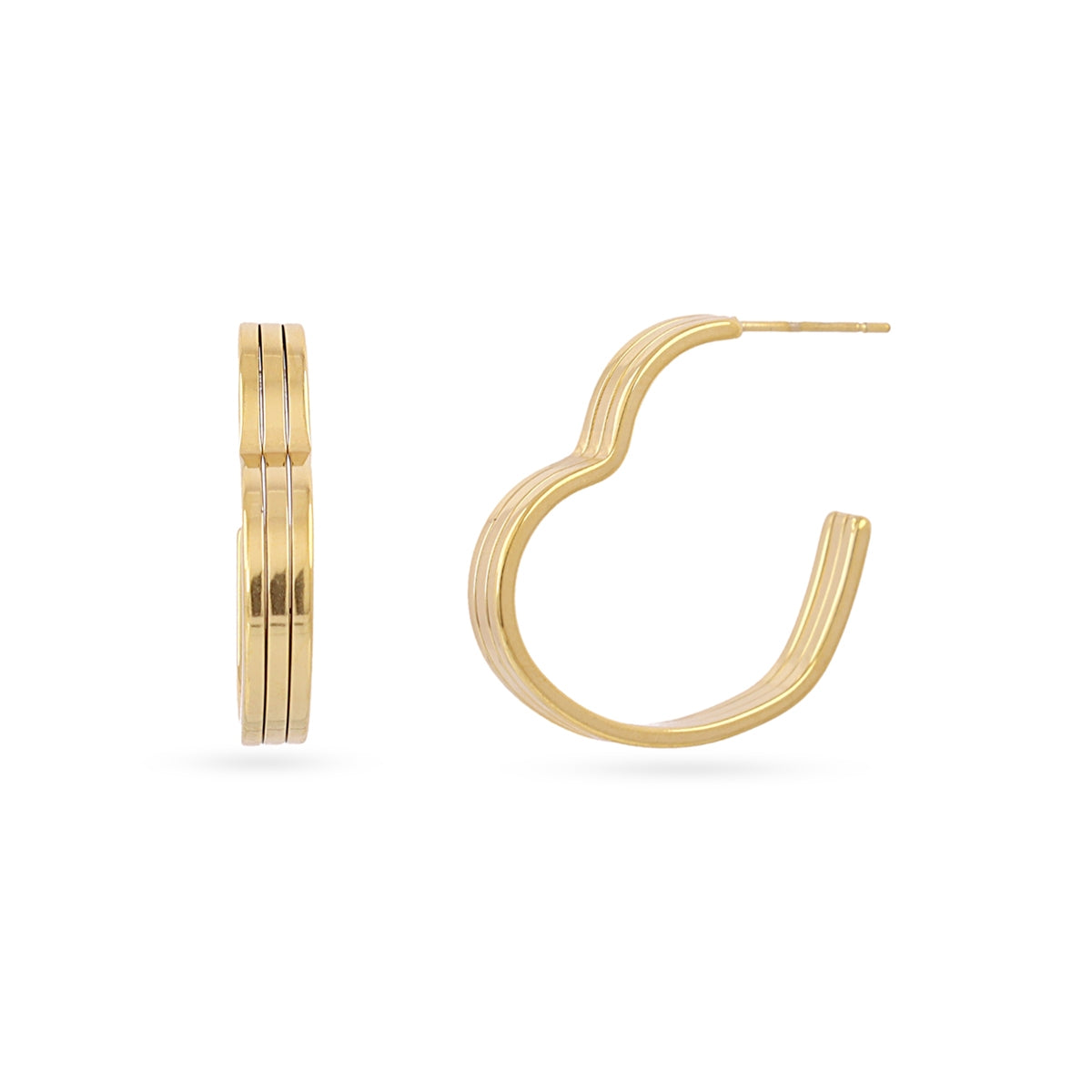 Aros Essentials Corazón Triple en Dorado, bisutería de acero de la colección Essentials — Tiendas Via Vai Estepona