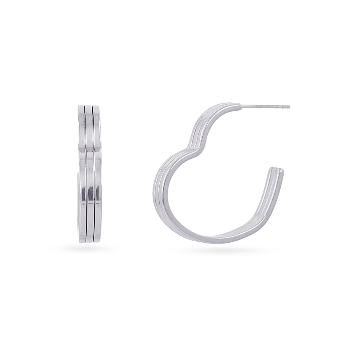 Aros Essentials Corazón Triple en Plateado, bisutería de acero de la colección Essentials — Tiendas Via Vai Estepona