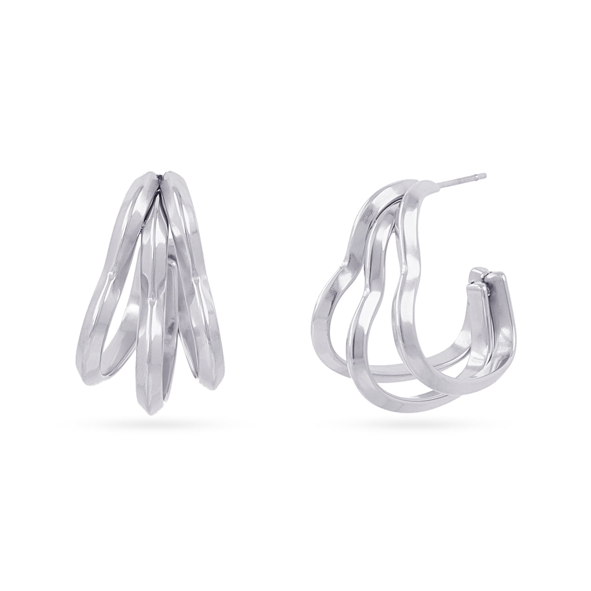 Aros Essentials Corazón Tubular en Plateado, bisutería de acero de la colección Essentials — Tiendas Via Vai Estepona