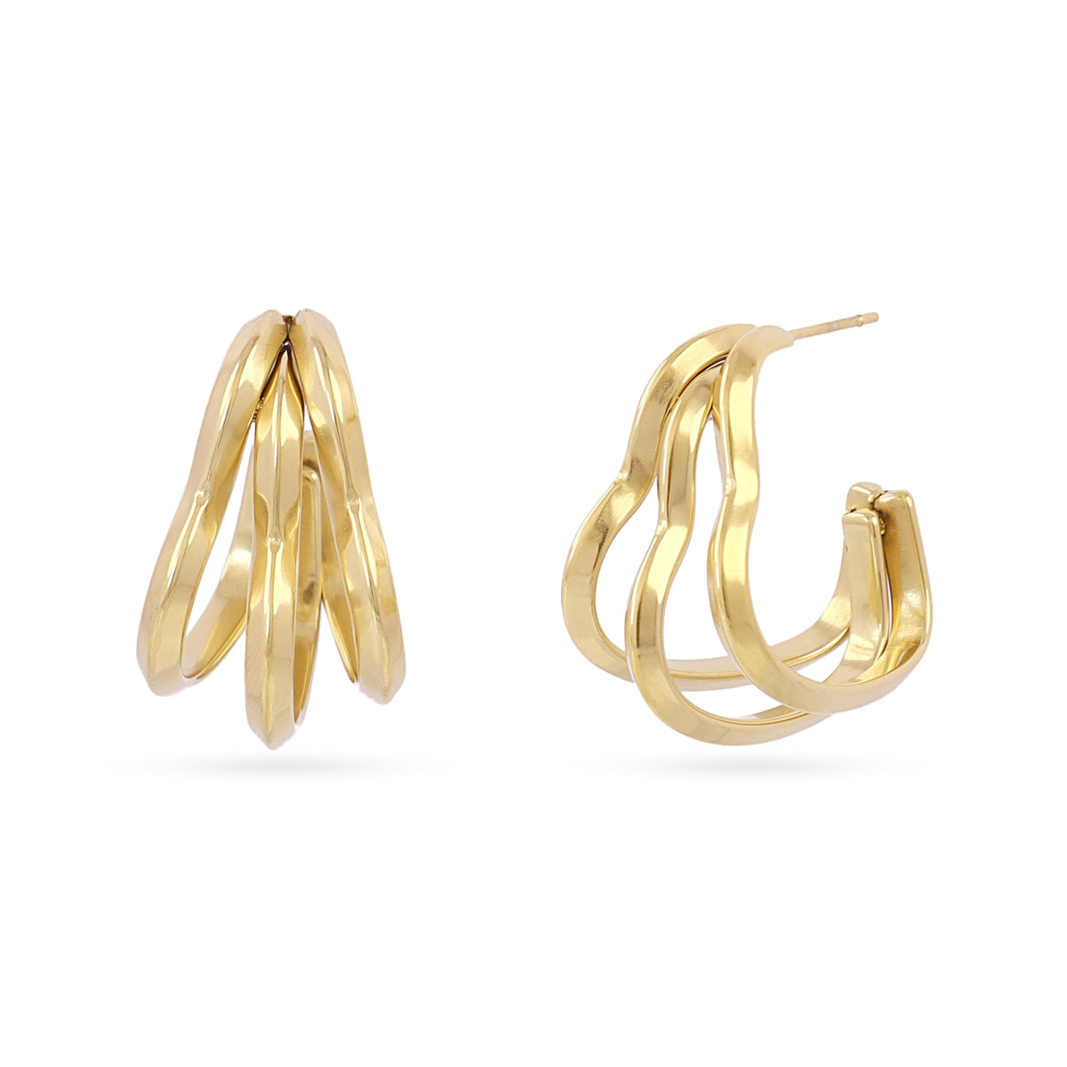Aros Essentials Corazón Tubular en Dorado, bisutería de acero de la colección Essentials — Tiendas Via Vai Estepona