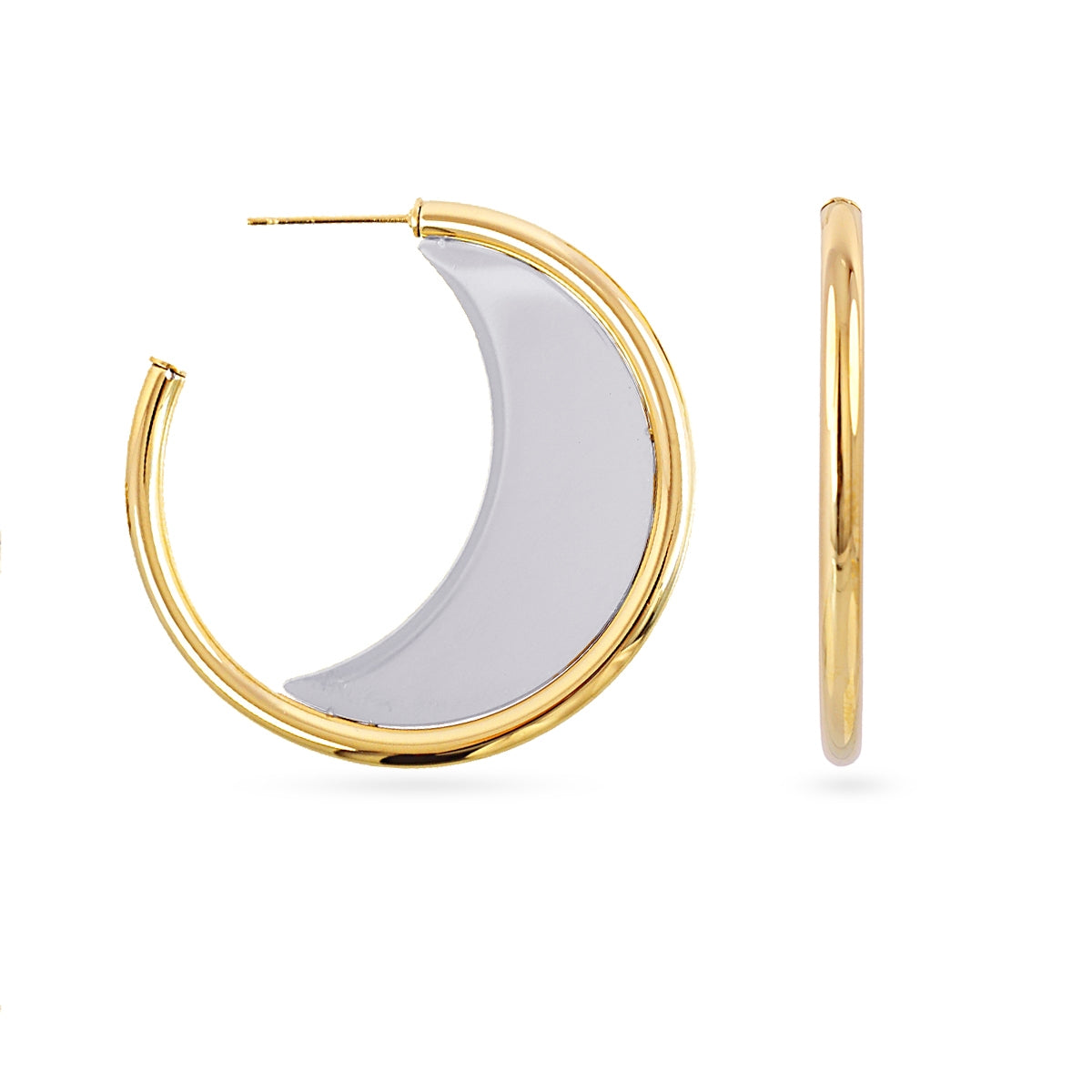 Aros Essentials Diseño Dual en Plateado, bisutería de acero de la colección Essentials — Tiendas Via Vai Estepona
