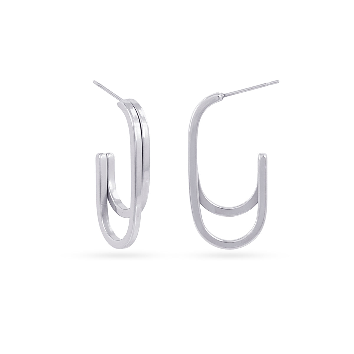 Aros Essentials Doble Barra Plana en Plateado, bisutería de acero de la colección Essentials — Tiendas Via Vai Estepona
