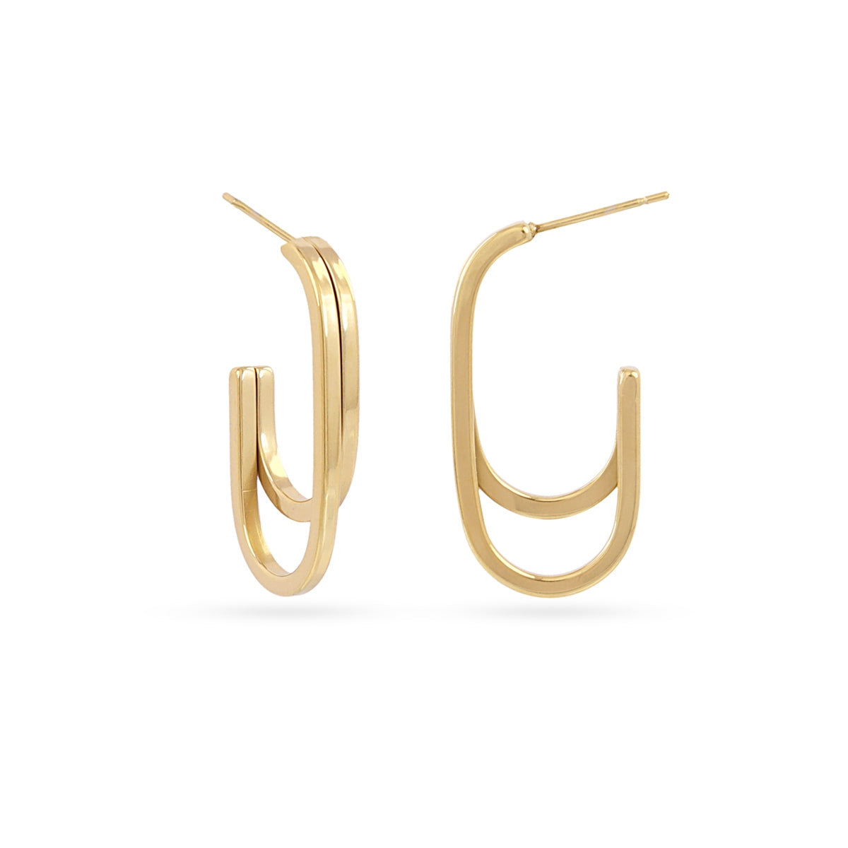 Aros Essentials Doble Barra Plana en Dorado, bisutería de acero de la colección Essentials — Tiendas Via Vai Estepona