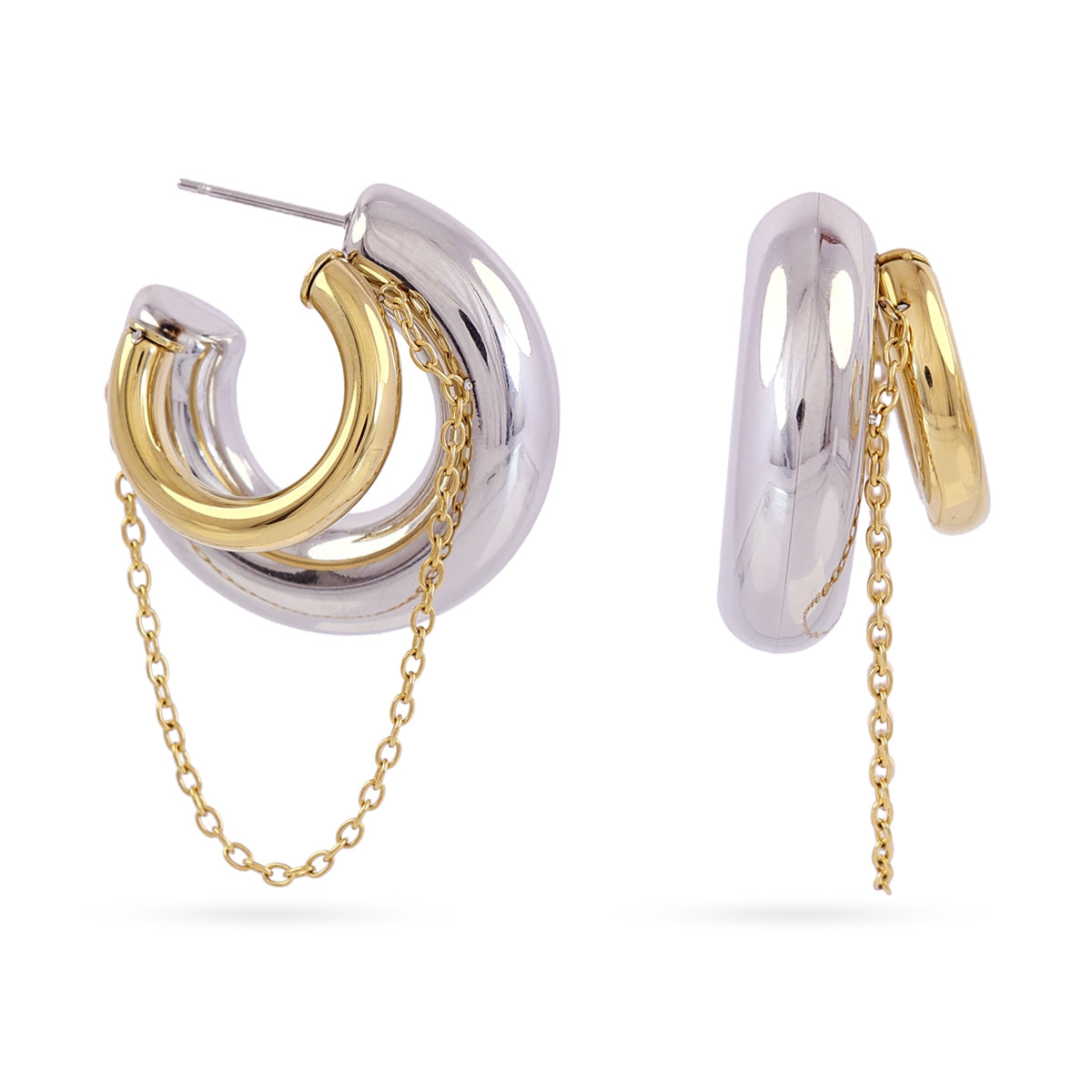 Aros Essentials Doble Mix en Combinado metalizado, bisutería de acero de la colección Essentials — Tiendas Via Vai Estepona