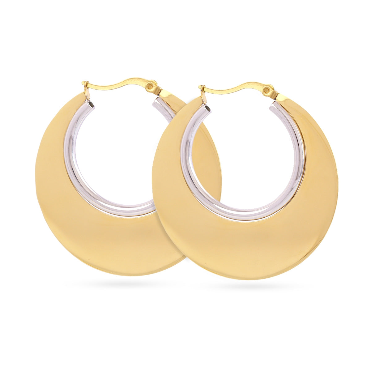 Aros Essentials Efecto Medallón Combinado en Combinado metalizado, bisutería de acero de la colección Essentials — Tiendas Via Vai Estepona