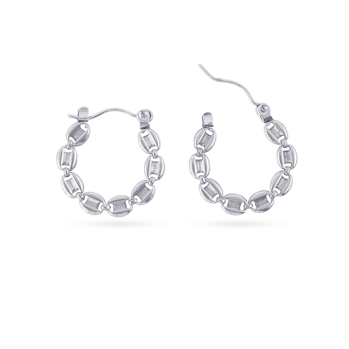 Aros Essentials Eslabón Cadena Ancla en Plateado, bisutería de acero de la colección Essentials — Tiendas Via Vai Estepona