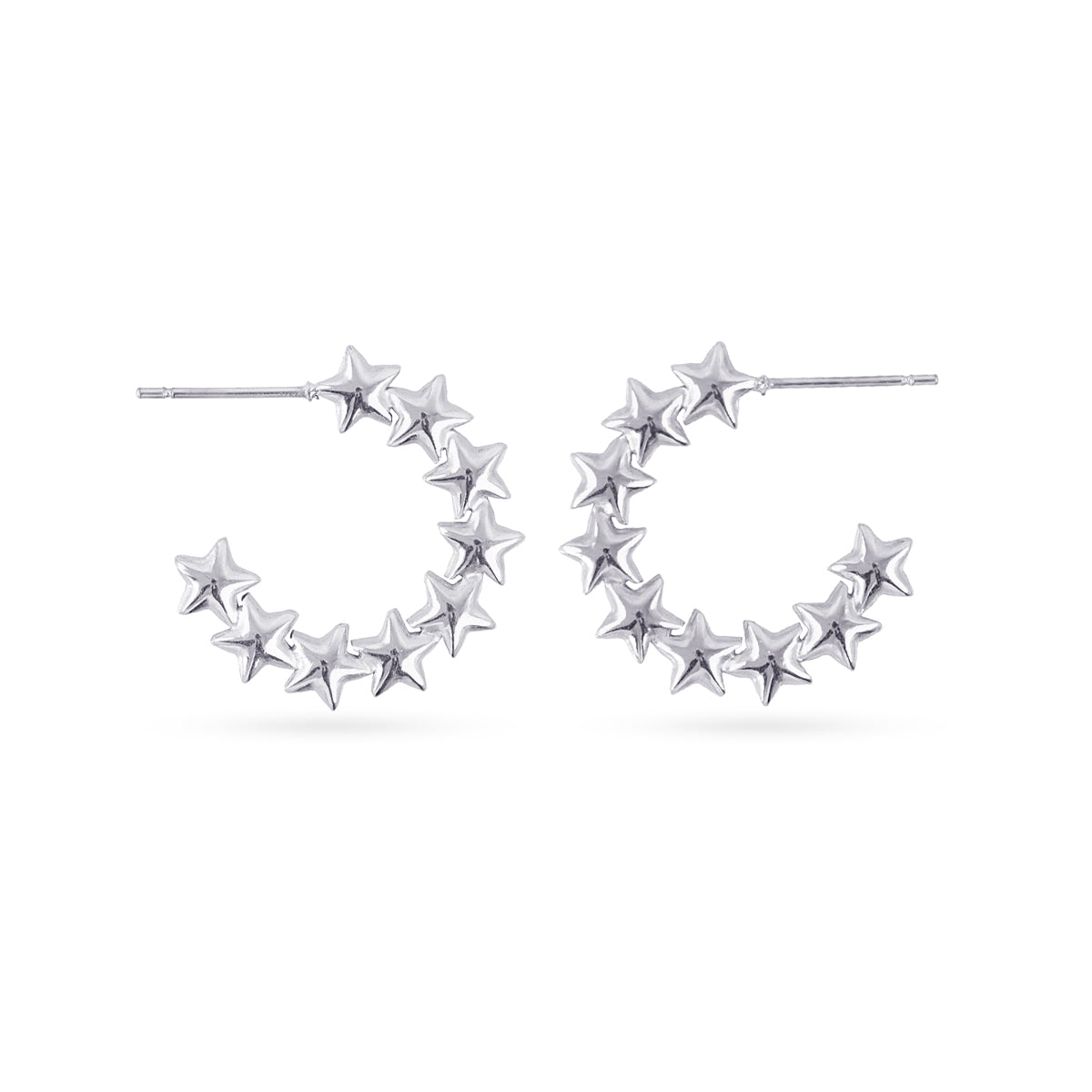 Aros Essentials Estrellas en Plateado, bisutería de acero de la colección Essentials — Tiendas Via Vai Estepona