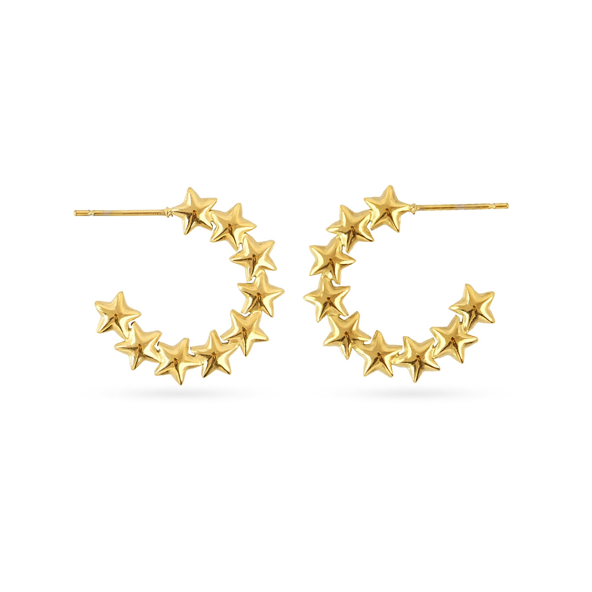 Aros Essentials Estrellas en Dorado, bisutería de acero de la colección Essentials — Tiendas Via Vai Estepona